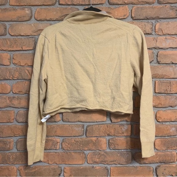 Aristo Eighteen Merino Wool‎ Cropped Quarter Zip Pullover Sweater Yellow - L - Picture 2 of 4